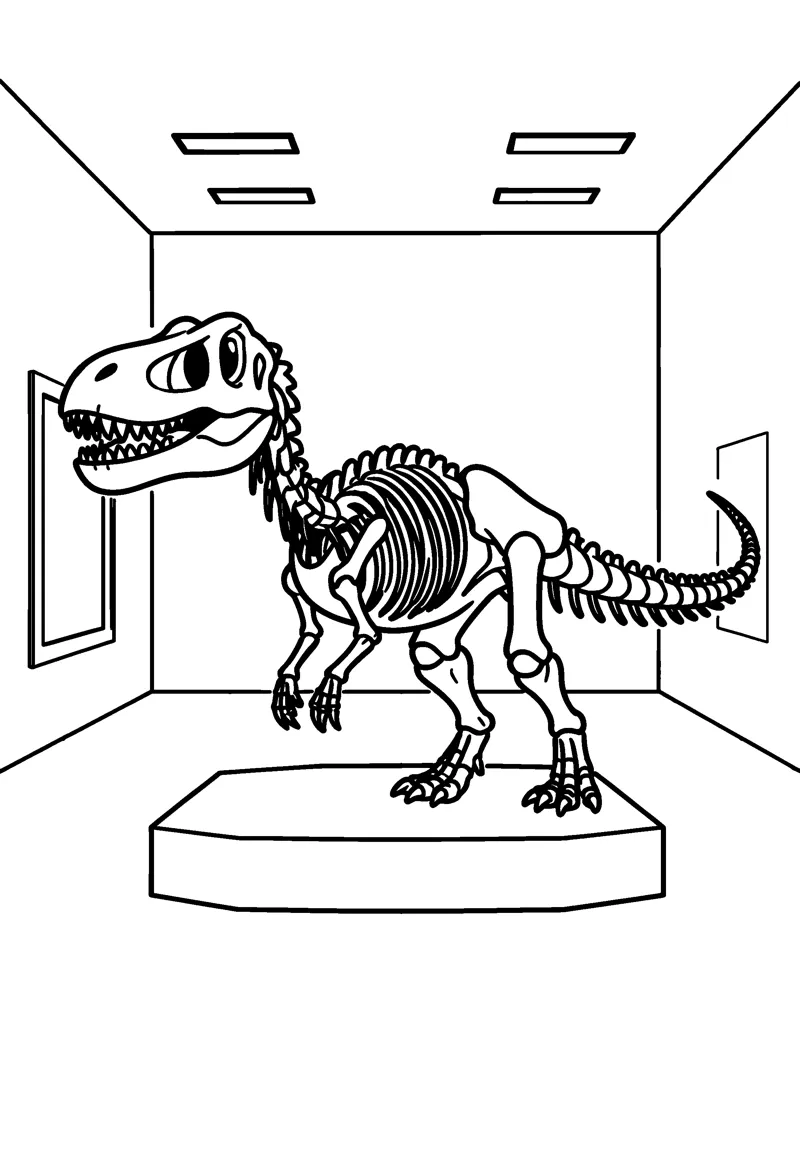 Dinosaur Skeleton coloring page preview
