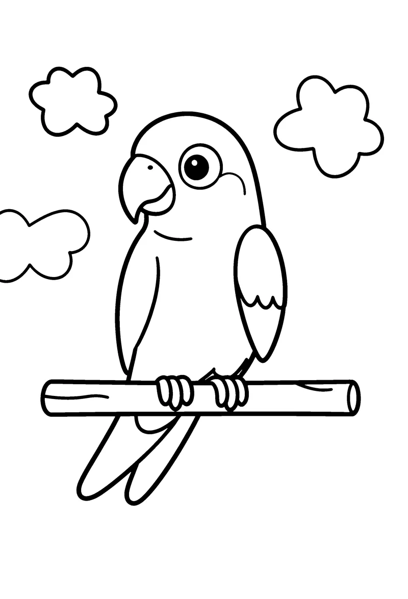 Parrot coloring page preview