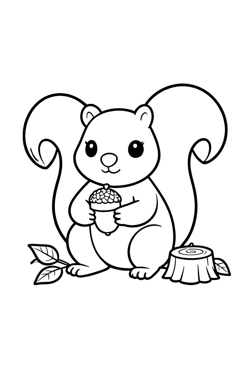 Squirrel coloring page preview