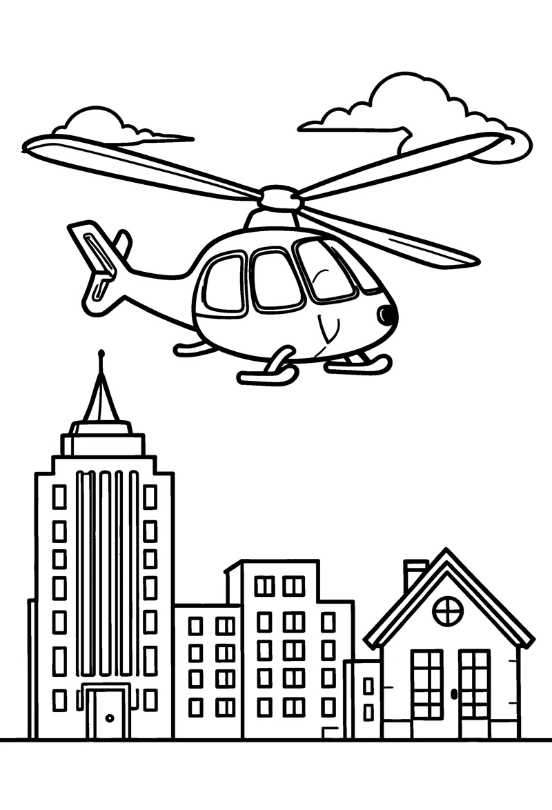 Helicopter coloring page preview