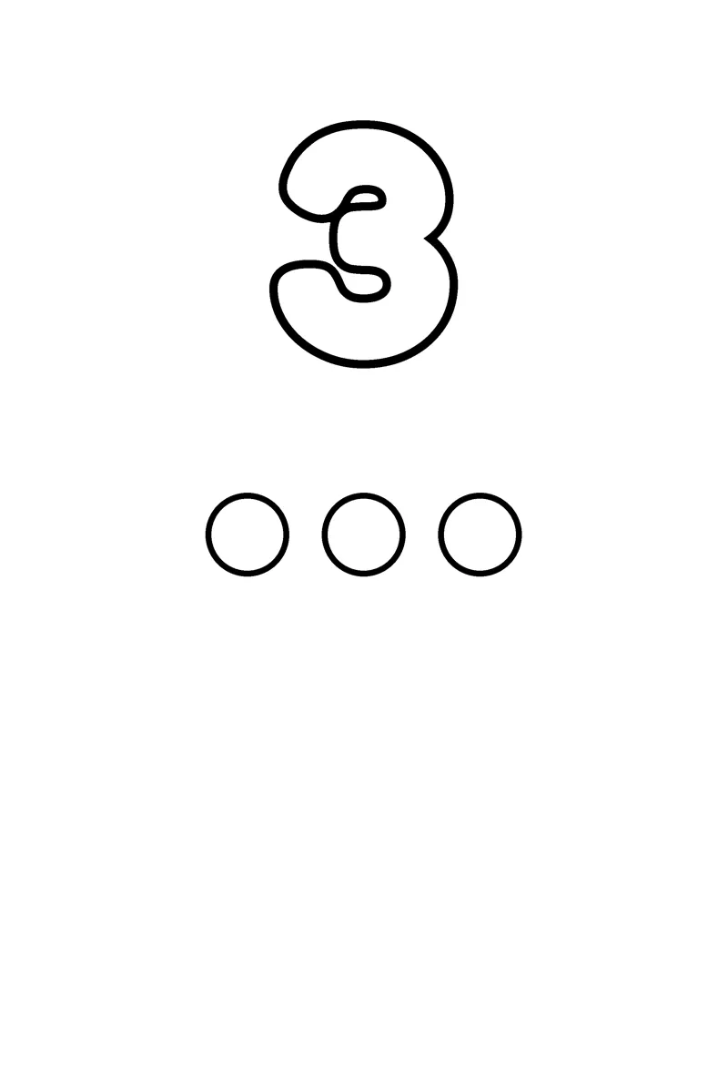 Number 3 coloring page preview