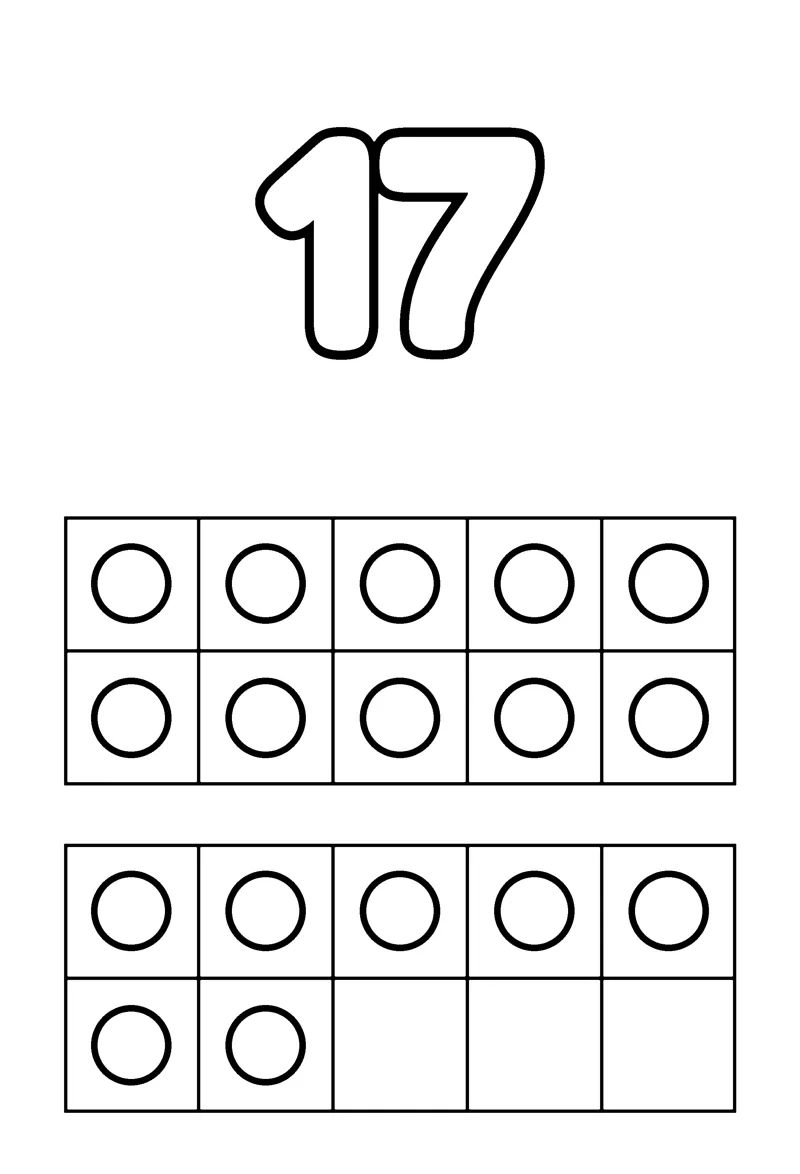 Number 17 coloring page preview