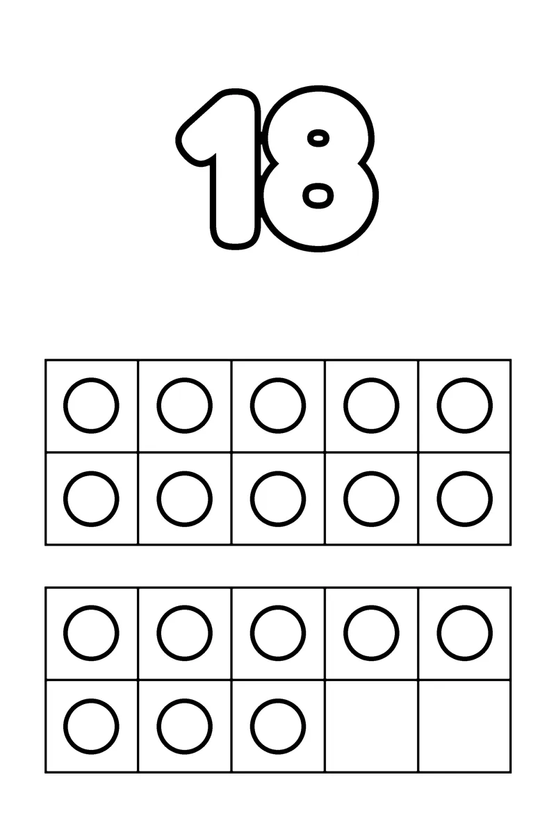 Number 18 coloring page preview