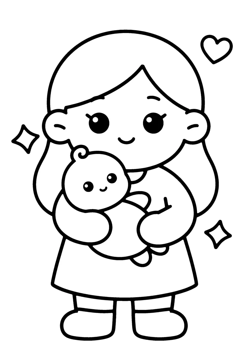 Mother and Baby coloring page preview
