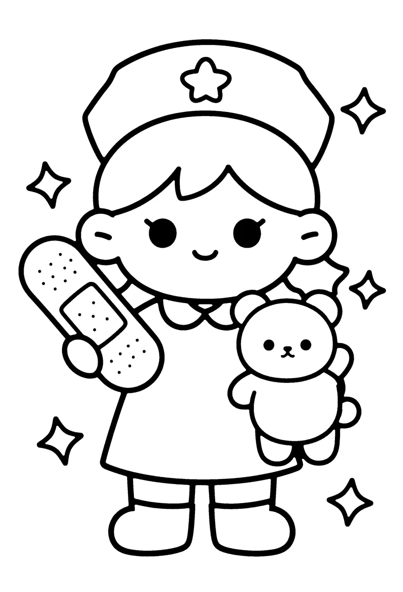 Nurse coloring page preview