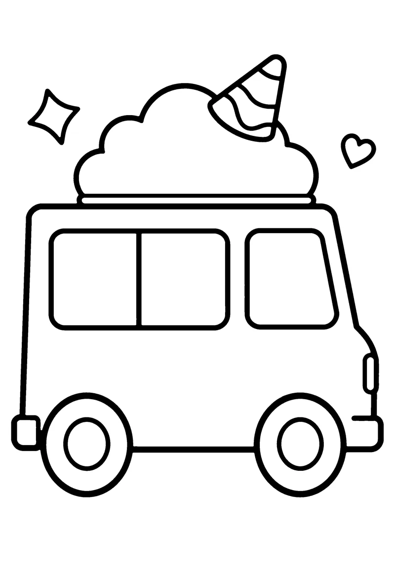 Ice Cream Van coloring page preview
