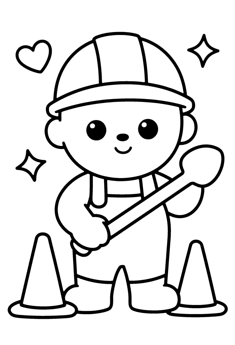 Construction Worker coloring page preview