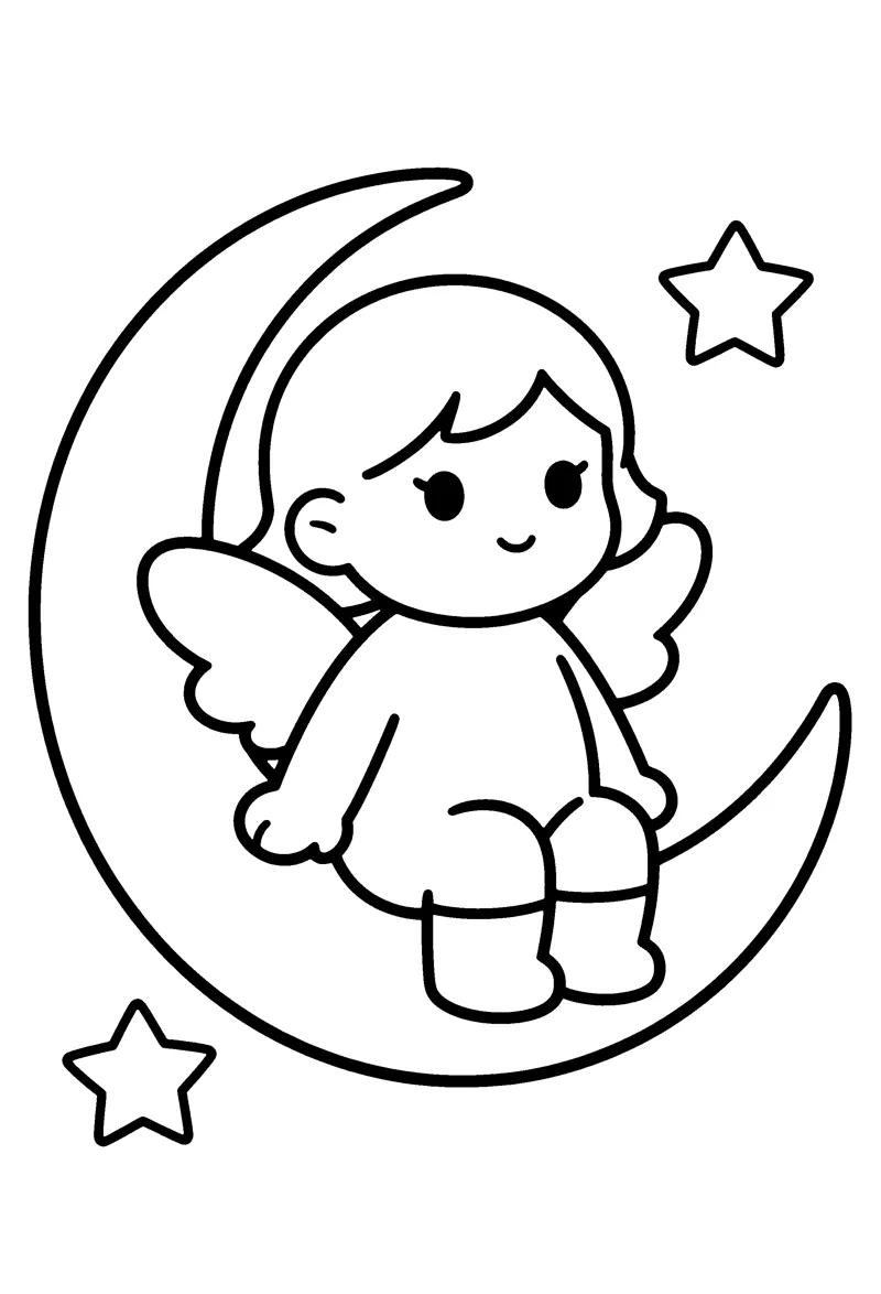 Fairy on the Moon coloring page preview