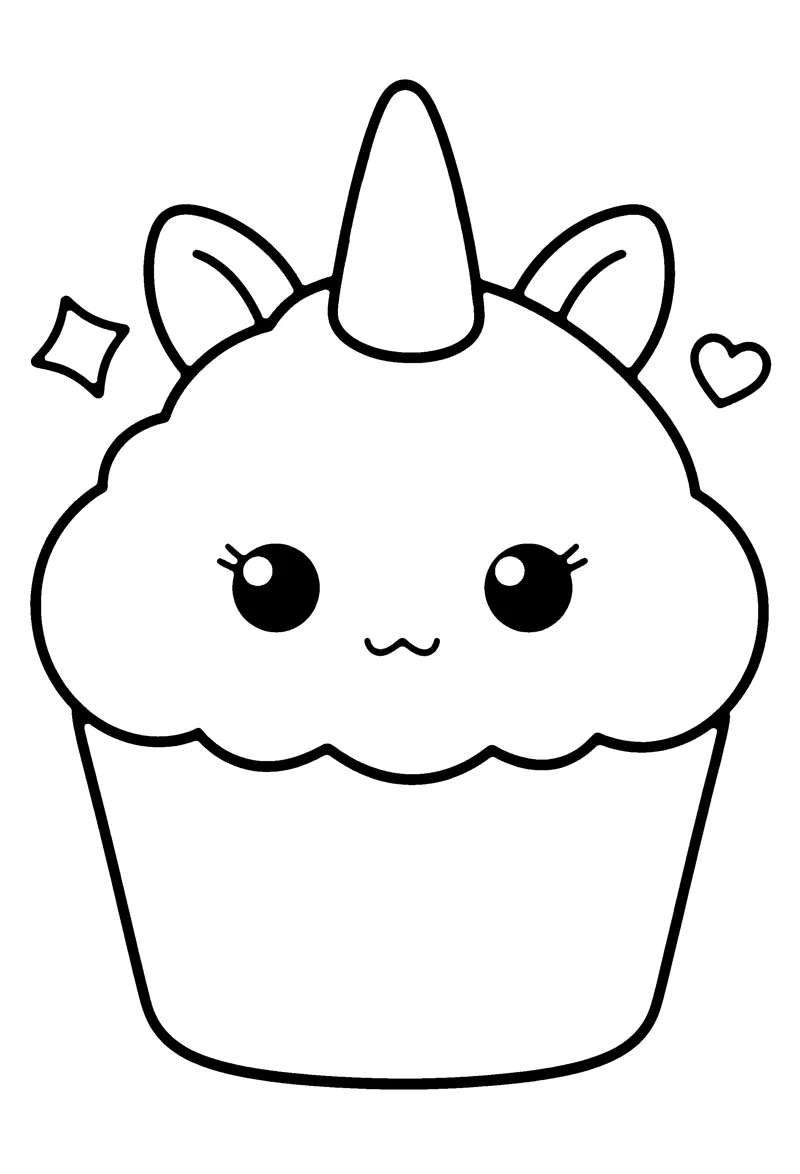 Unicorn Cupcake coloring page preview