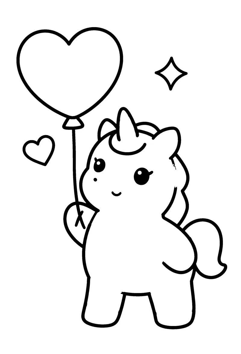 Unicorn with a Heart coloring page preview