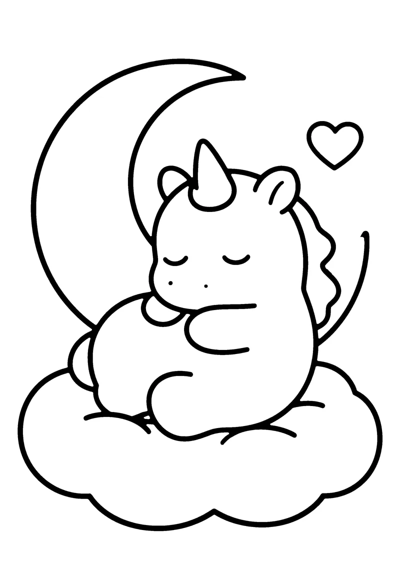 Sleeping Unicorn coloring page preview