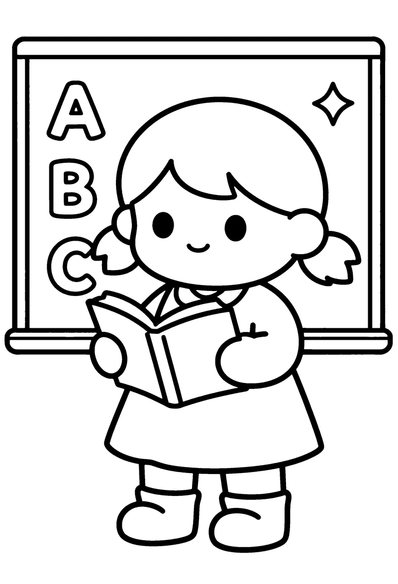 Teacher coloring page preview