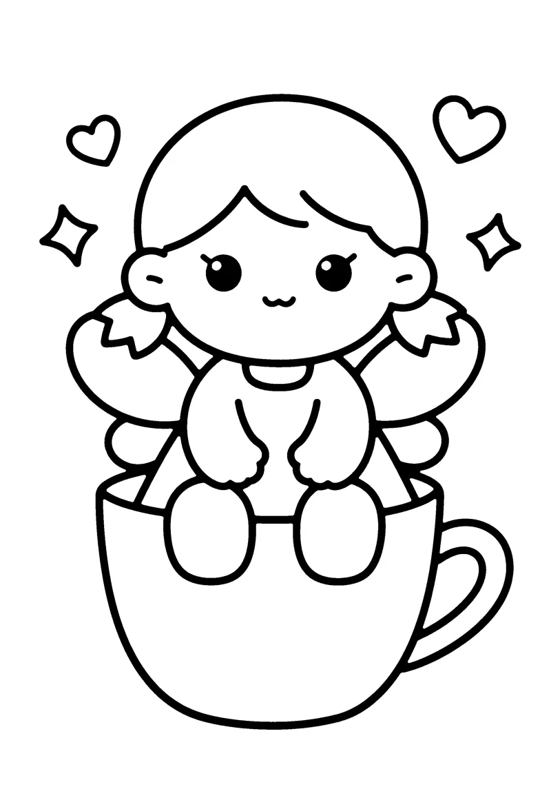 Fairy in a Teacup coloring page preview